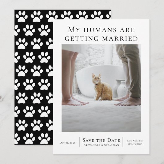 Mijn mensen worden gehuwd met huwelijksweddenschap save the date (Voorkant / Achterkant)