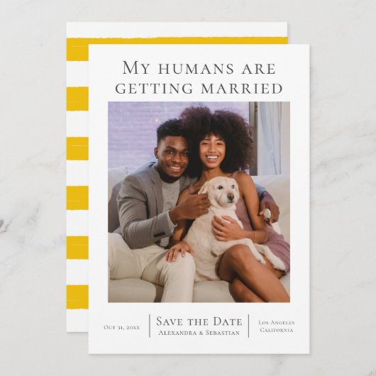 Mijn mensen worden gehuwd met huwelijksweddenschap save the date (Voorkant / Achterkant)