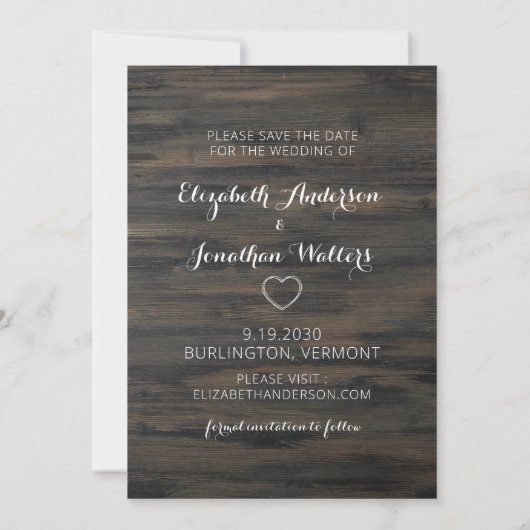 Mijn mensen worden gehuwd met Rustic Weddenschap Save The Date (Achterkant)