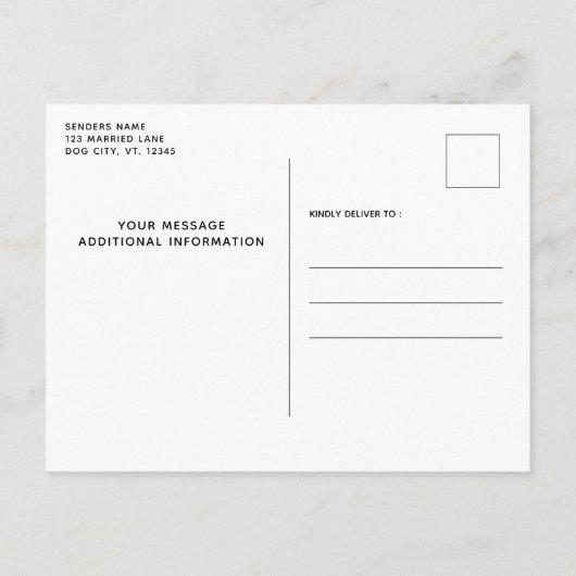 Mijn mensen worden gehuwd - moderne hondenweduwen aankondigingskaart (Achterkant)