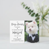 Mijn mensen worden gehuwd - moderne hondenweduwen aankondigingskaart (Staand voorkant)