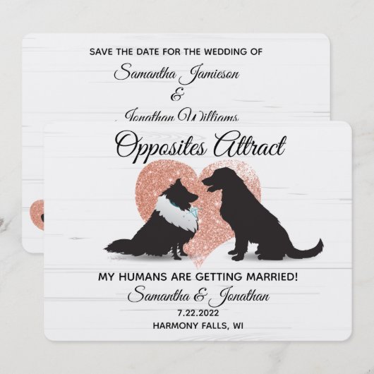 Mijn mensen worden getrouwd met verschillende hond kaart (Voorkant / Achterkant)
