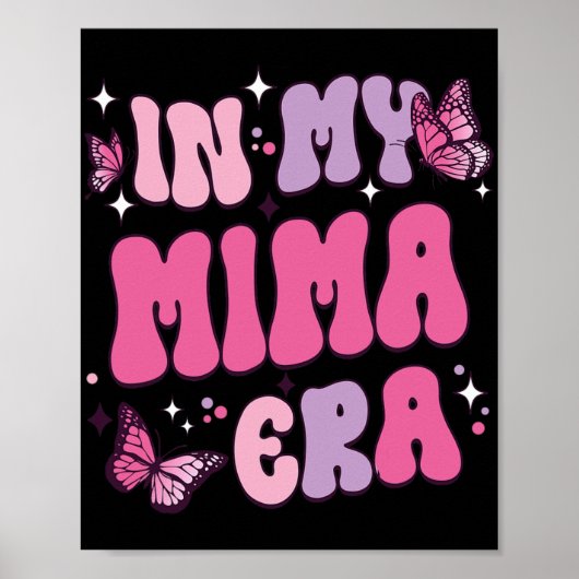 Mijn Mima Era Grappige Vlinder Groovy Retro Moeder Poster (Voorkant)