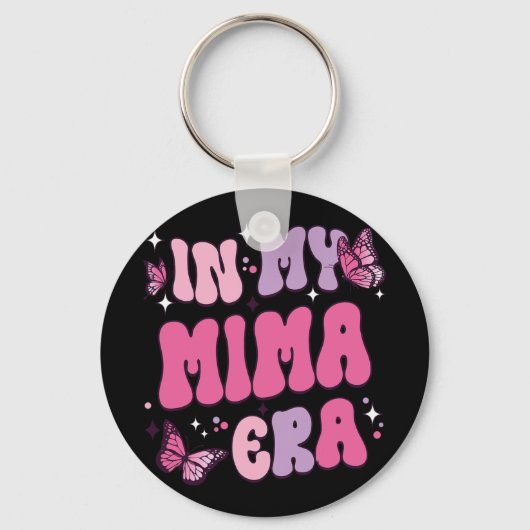 Mijn Mima Era Grappige Vlinder Groovy Retro Moeder Sleutelhanger (Voorkant)
