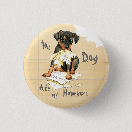 Mijn Min Pin Ate Mijn Homework Ronde Button 3,2 Cm (Voorkant)