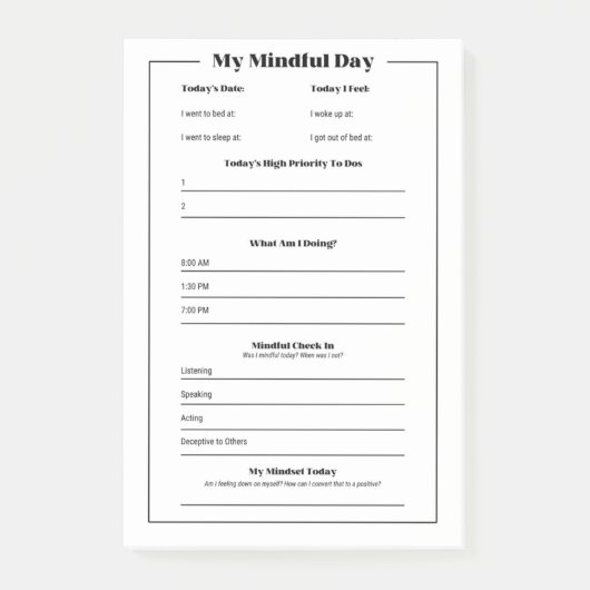 Mijn Mindful Day: Mindfulness Daily Tracker Post-it® Notes (Voorkant)