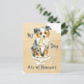Mijn Mini American Shepherd Ate Mijn thuiswerk Briefkaart (Staand voorkant)