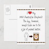 Mijn Mini Australian Shepherd houdt van Peanut But Briefkaart (Voorkant / Achterkant)