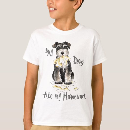 Mijn Miniatuur Schnauzer Ate Mijn Homework T-shirt (Voorkant)