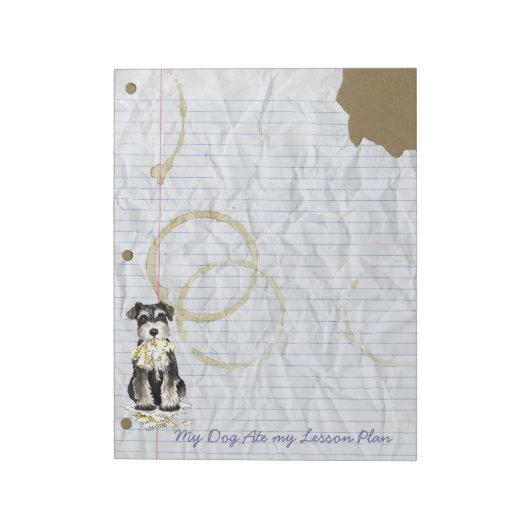 Mijn Miniatuur Schnauzer Ate Mijn Lesson Plan Notitieblok (Linkerzijde)