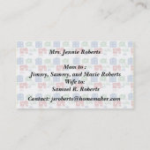 Mijn moeder CV visitekaartje huis auto fiets Contactkaartje (Achterkant)