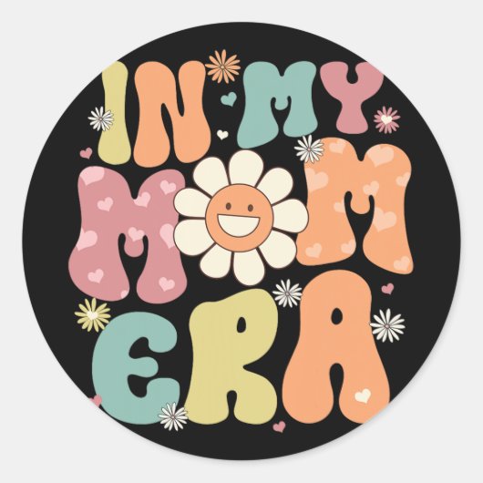 Mijn Moeder Era Retro Groovy Mama Vrouwen Moederda Ronde Sticker (Voorkant)