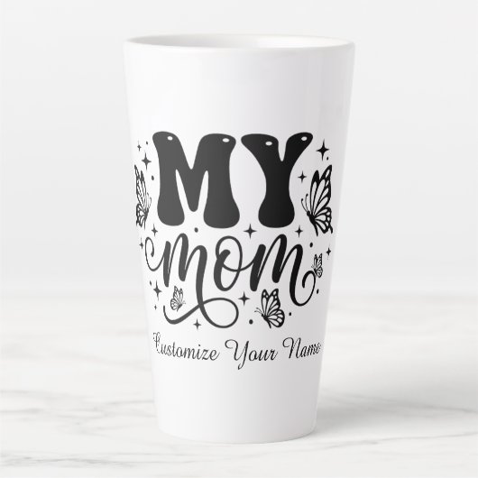 Mijn Moeder Esthetische Vlinder Moederdag Latte Mok (Voorkant)