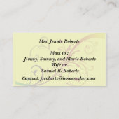 Mijn moeder hervat belkaart bloeien contactkaartje (Achterkant)