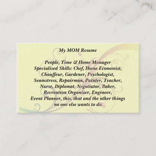 Mijn moeder hervat belkaart bloeien contactkaartje (Voorkant)