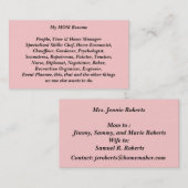 Mijn moeder hervat de roekkaart contactkaartje (Voorkant / Achterkant)