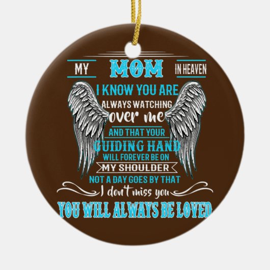 Mijn moeder in de hemel weet dat je altijd kijkt keramisch ornament (Voorkant)