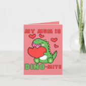 Mijn moeder is dino-mijt, stut, Valentijnsdag Feestdagen Kaart (Voorkant)