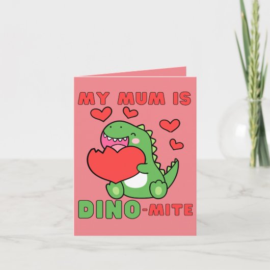 Mijn moeder is dino-mijt, stut, Valentijnsdag Feestdagen Kaart (Voorkant)
