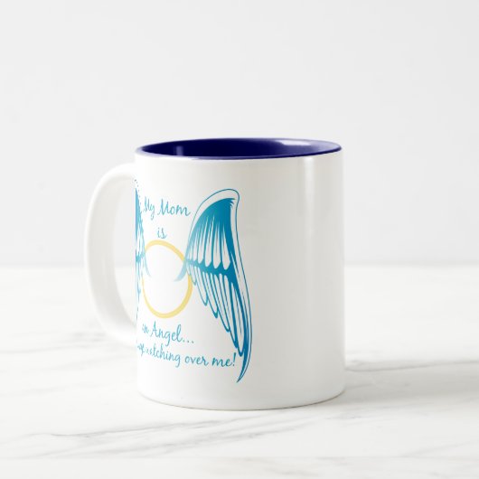 Mijn moeder is een engel tweekleurige koffiemok (Voorkant links)