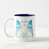 Mijn moeder is een engel tweekleurige koffiemok (Links)