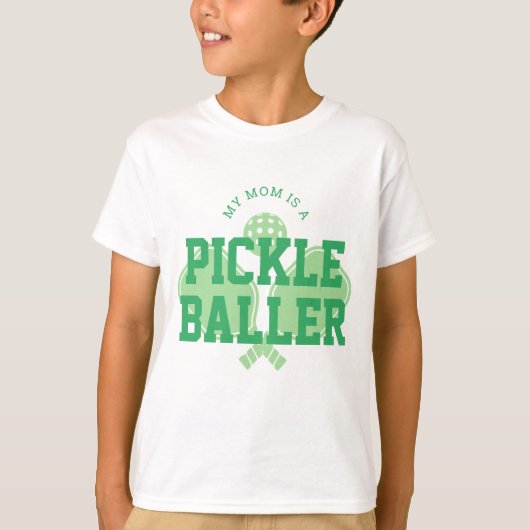 Mijn moeder is een Pickle Baller Kinder Pickleball T-shirt (Voorkant)