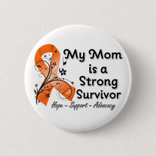 Mijn moeder is een sterk Survivor Oranje Ribbon Ronde Button 5,7 Cm