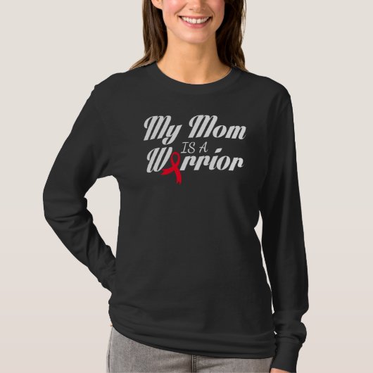 Mijn moeder is een 'Warrior Red Ribbon Stroke Awar T-shirt (Voorkant)