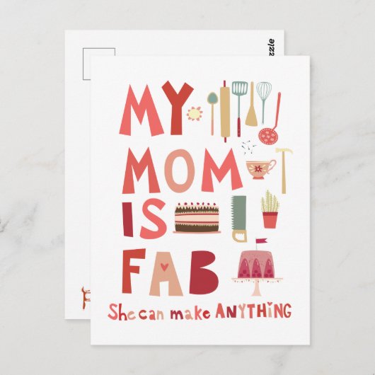 Mijn moeder is Fab Briefkaart (Voorkant / Achterkant)