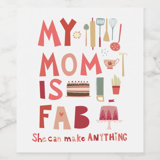 Mijn moeder is Fab Wijn Etiket (Enkel label)