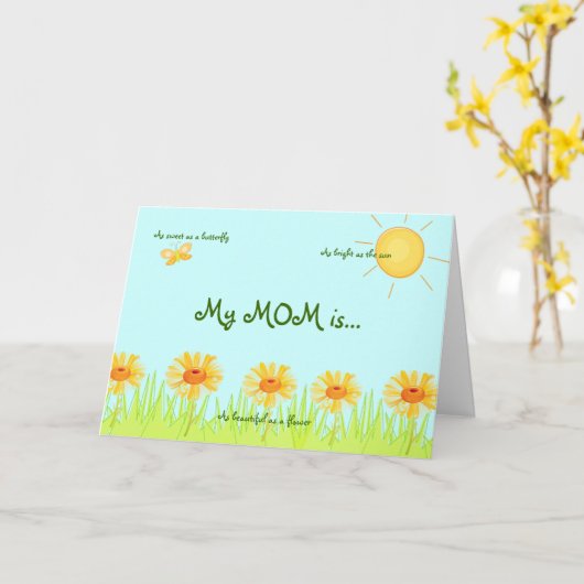 Mijn moeder is kaart (Gele Bloem)