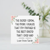 mijn moeder is mijn beste vriendin, sentimenteel c feestdagenkaart (Staand voorkant)