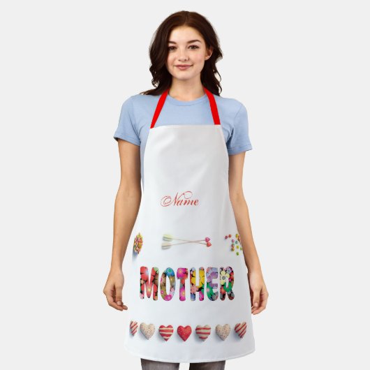 Mijn moeder is mijn koningin schort (Gedragen)