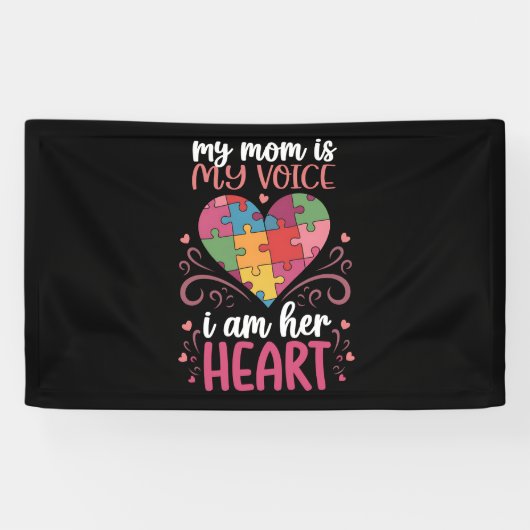 Mijn moeder is mijn stem Autisme Autistisch Bewust Spandoek (Horizontaal)