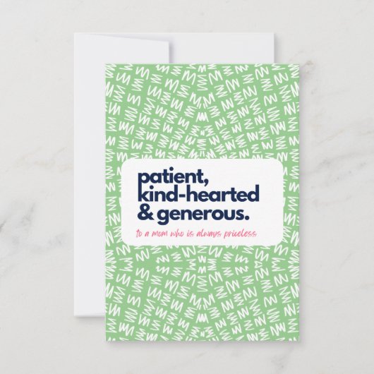 Mijn moeder is Pricless-Patient, Sind & Generous Bedankkaart (Voorkant)