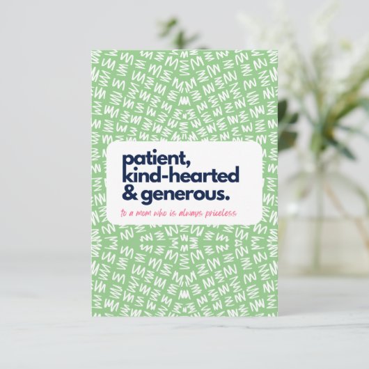 Mijn moeder is Pricless-Patient, Sind & Generous Bedankkaart (Staand voorkant)