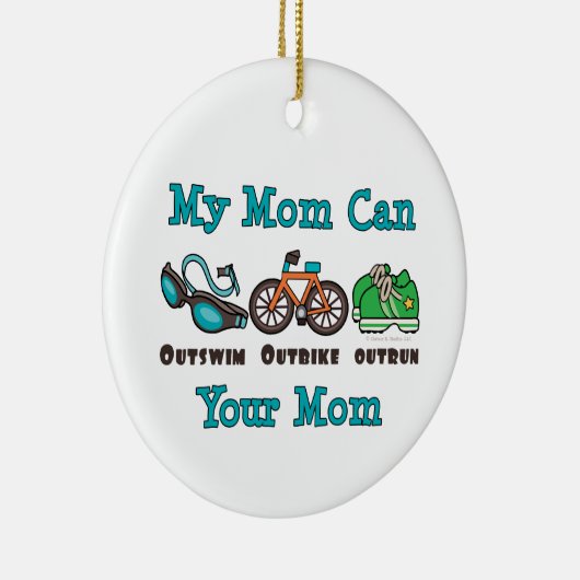 Mijn moeder kan buiten de fiets rijden Triathlon O Keramisch Ornament (Rechts)