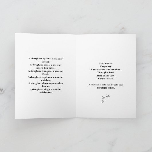 Mijn moeder, mijn dochter Wenskaart Kaart (Binnen)