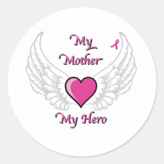 Mijn Moeder Mijn Hero Vleugels en Hart 2 Ronde Sticker