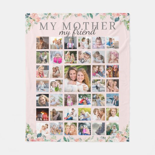 MIJN MOEDER MIJN VRIEND Fotocollage Moeder Dochter Fleece Deken (Voorkant)