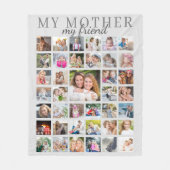 MIJN MOEDER MIJN VRIEND Mama Fotocollage Grijs Fleece Deken (Voorkant)