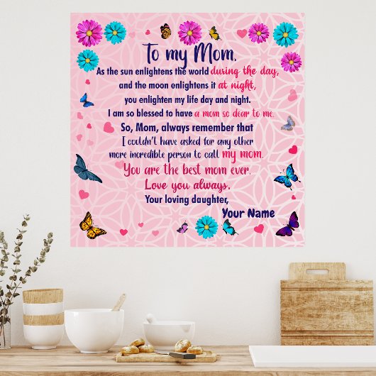 Mijn moeder, Moederdag cadeautjes van een dochter Poster (Keuken)