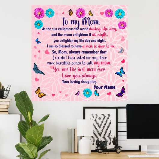 Mijn moeder, Moederdag cadeautjes van een dochter Poster (Thuiskantoor)