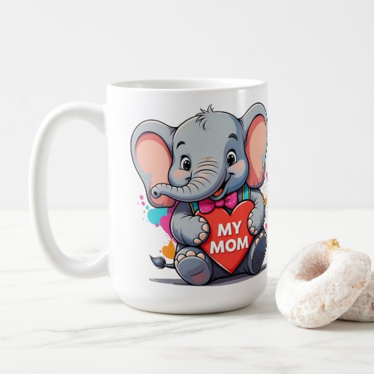 Mijn moeder- moederdag- olifant koffiemok (Met donut)