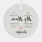 Mijn Moeder Noordster Persoonlijk Geschenk Glas Ornament (Achterkant)