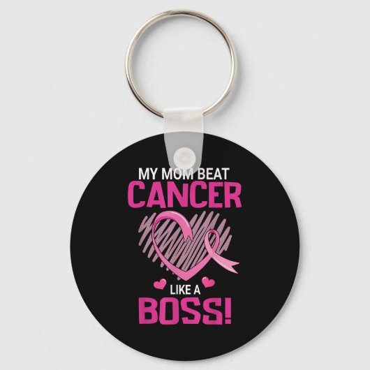 Mijn moeder versloeg borstkanker als een baas krij sleutelhanger (Voorkant)