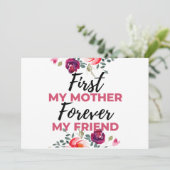 Mijn moeder voor altijd mijn vriend zwart feestdagenkaart (Staand voorkant)