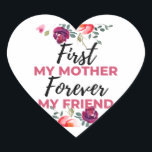 Mijn moeder voor altijd mijn vriend zwart hart sticker<br><div class="desc">Mijn moeder voor altijd mijn vriendenkoolontwerp. Dit is een kort sentimenteel citaat dat geweldig is als cadeau voor Moederdag. Ook geschikt als algemeen moedergeschenk voor verjaardag,  Kerstmis of Valentijnsdag.</div>