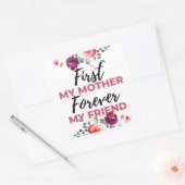 Mijn moeder voor altijd mijn vriend zwart vierkante sticker (Envelop)