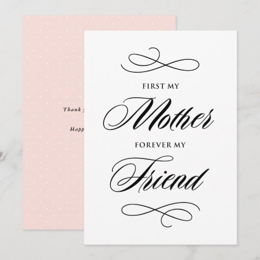 Mijn moeder voor de eerste keer mijn vriendschapss bedankkaart (Voorkant / Achterkant)